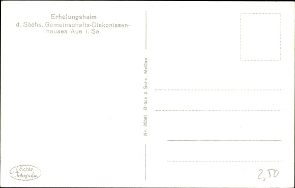 Postcard Aue in the Erzgebirge of Saxony, Saxon Community Deaconess House
