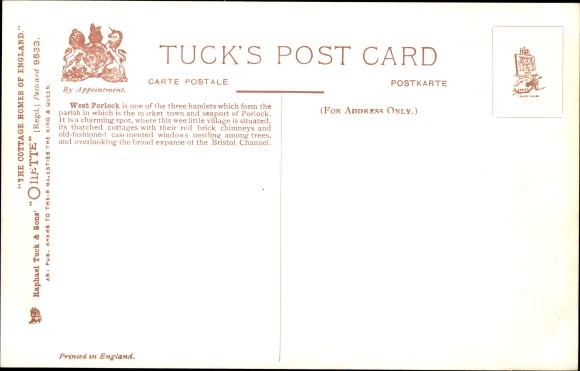 Artist Postcard Quinton, West Porlock Somerset England, The Cottage Homes of England