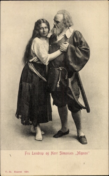 Postcard Opera singer Lendrop and opera singer Simonsen, Mignon