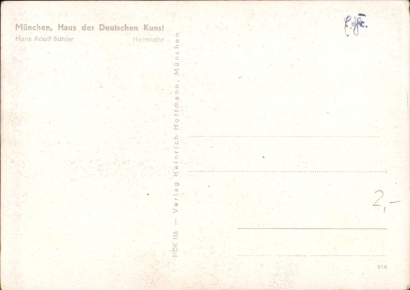 Artist Postcard Bühler, Hans Adolf, Homecoming, HDK No. 136