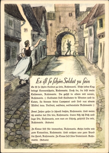 Song Postcard It's so nice to be a soldier, farewell, soldier's love