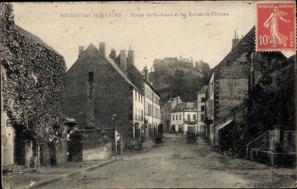 Postcard Rochefort Montagne Puy-de-Dôme, ruins of Khitan and Bordeaux road