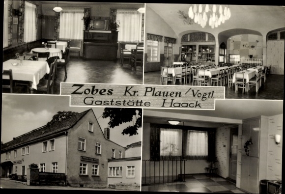 Ak Zobes Neuensalz im Vogtlandkreis, Ansichten der Gaststätte Haack, Fernseher