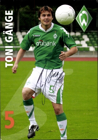 Autogrammkarte Fußballer Toni Gänge, Werder Bremen, Autogramm
