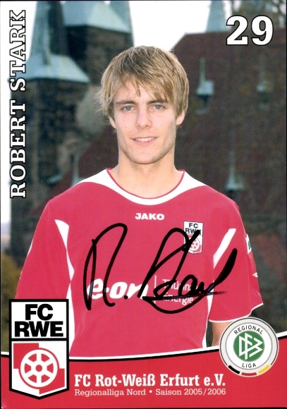 Autograph card footballer Robert Stark, FC Rot-Weiß Erfurt, autograph
