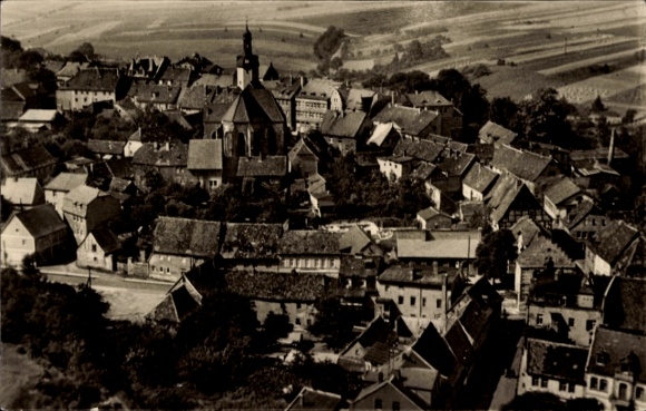 Ak Mansfeld im Harzvorland, Blick vom Schloss auf die Stadt, Historische Architektur, Schwarz-Wei