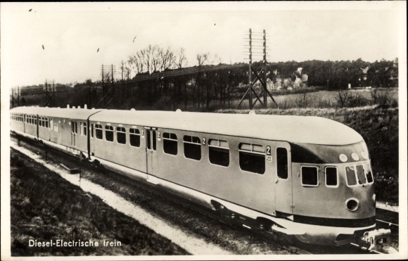 Postcard Dutch Railway, diesel locomotive
