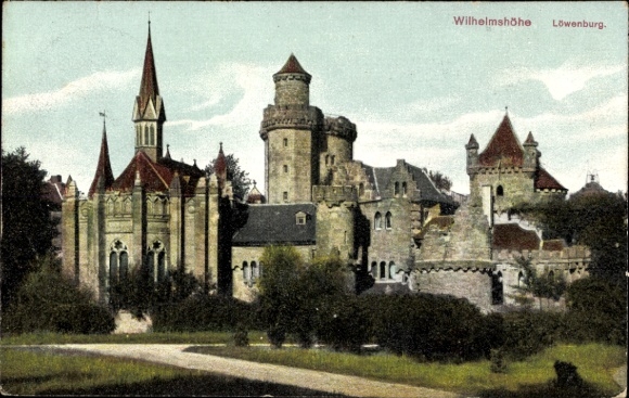 Postcard Bad Honnef am Rhein, Löwenburg, castle, high towers, medieval architecture, landscape