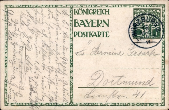 Postal stationery artist PC Diez, M., Prince Regent Luitpold of Bavaria 1911, 5 Pfennig