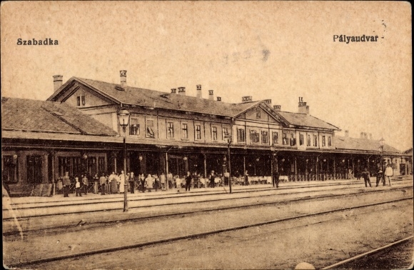 Ak Szabadka Subotica Servië, Palyaudvar, treinstation, spoorweergave