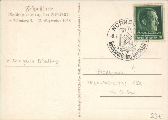 Postcard Reich Party Rally of the NSDAP Nuremberg 1938