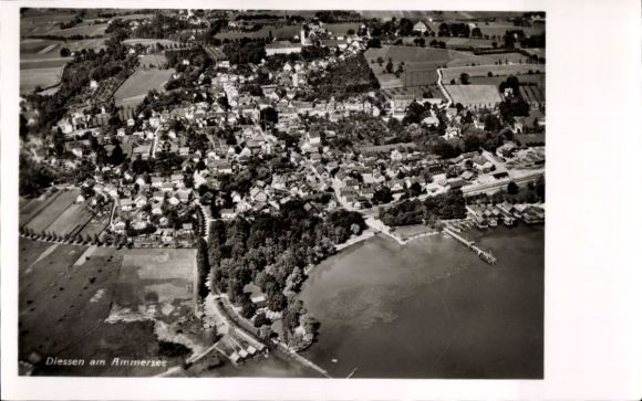 Ak Dießen am Ammersee Oberbayern, Fliegeraufnahme