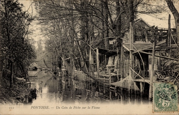 CPA Pontoise Val d'Oise, Un Coin de Pêche sur la Viosne