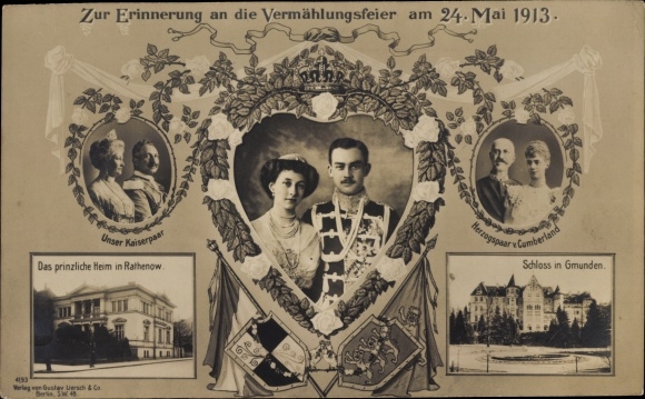 PC Duke Ernst August, Victoria Luise, imperial couple, ducal couple, marriage on May 24, 1913, Gmunden