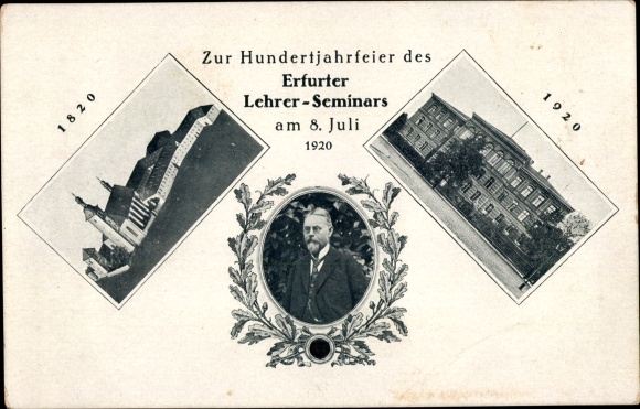 PC Erfurt in Thuringia, centenary of the teacher training college 1920, view of the building, portrait