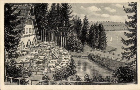 Ak Körbecke Möhnesee in Nordrhein Westfalen, Haus Daheim, Gaststätte F. A. Schürmann