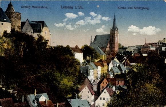 Ak Leisnig in Sachsen, Schloss Mildenstein, Kirche, Schlossberg
