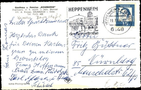 Postcard Krumbach Fürth in the Odenwald Hesse, panoramic view of the town and surroundings