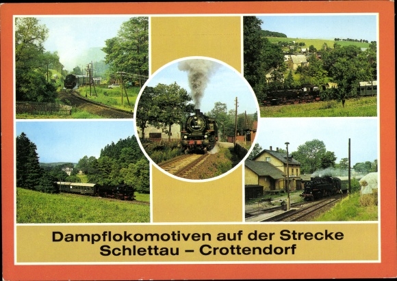 Ak Schlettau im Erzgebirge, stoomlocomotieven op het traject Schlettau Crottendorf, locomotief 86 1001