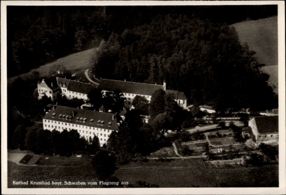 Postcard Krumbach in Swabia, Krumbad, aerial photograph