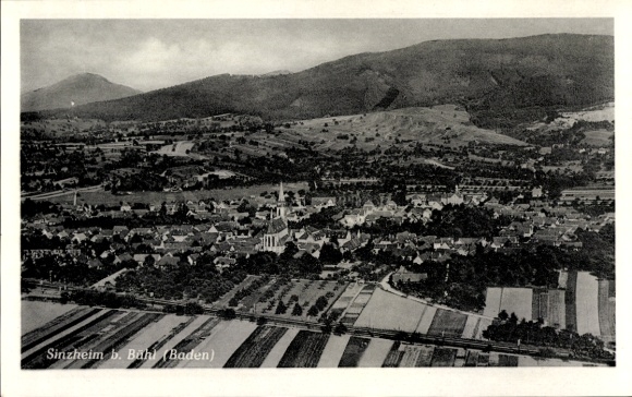 Postcard Sinzheim in Baden, aerial photograph