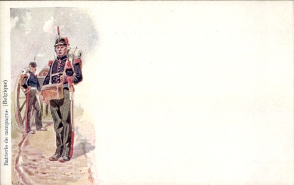 Artist Postcard Geens, Louis, Field Battery, Belgium