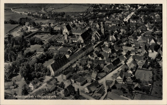 Postcard Babenhausen Swabia, aerial photograph