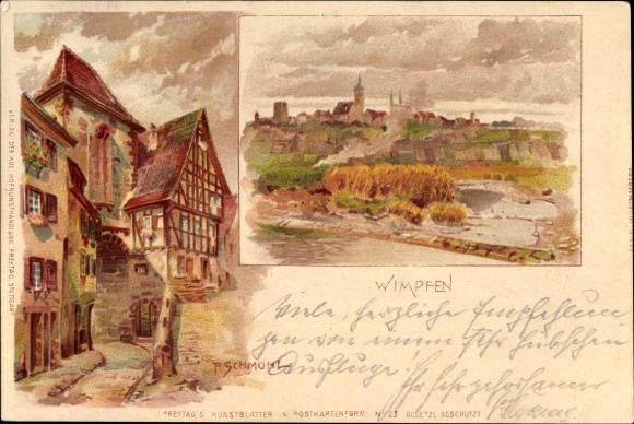 Chromo-Litho Schmohl, P., Bad Wimpfen am Neckar, district of Heilbronn, view of the town and surroundings