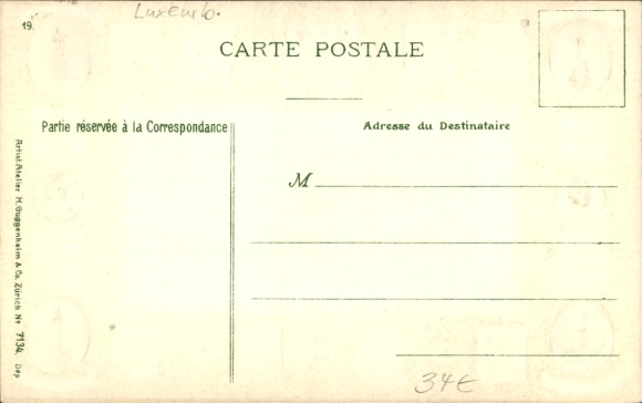 Embossed coat of arms Passepartout Postcard Bettemburg Bettemburg Luxembourg, train station