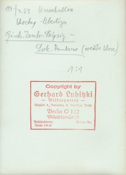 Photo Berlin Weißensee, Hockey Oberliga, Leipzig vs. Pankow April 19, 1953, Buschallee