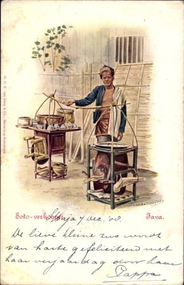 Künstler Litho Java Indonesien, soto verkooper