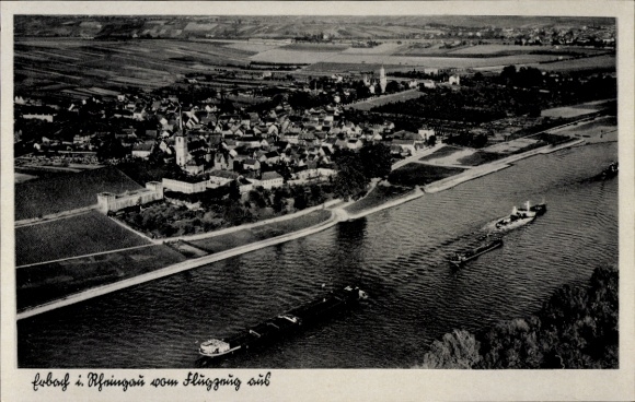 Postcard Erbach im Rheingau Eltville am Rhein Hessen, aerial photograph