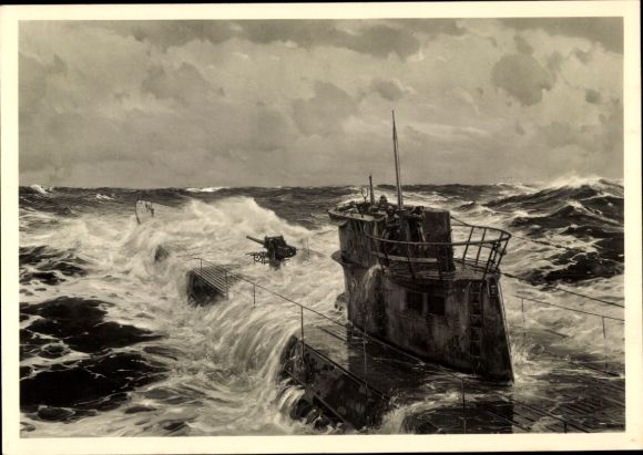 Artysta KP Bergen, Claus, Na Atlantyku, niemiecki U-Boot, HDK 467