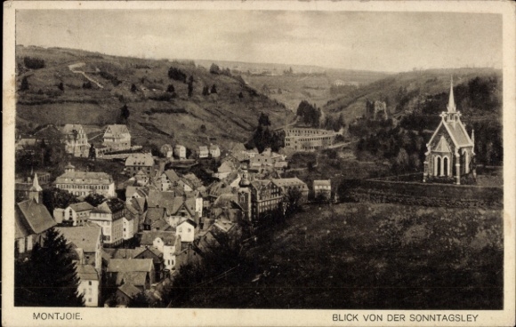 Ak Monschau Montjoie in der Eifel, Blick auf  Häuser, Kirche, Landschaft