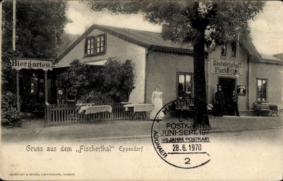 Ak Hamburg Nord Eppendorf, Gastwirtschaft Fischerthal, Biergarten