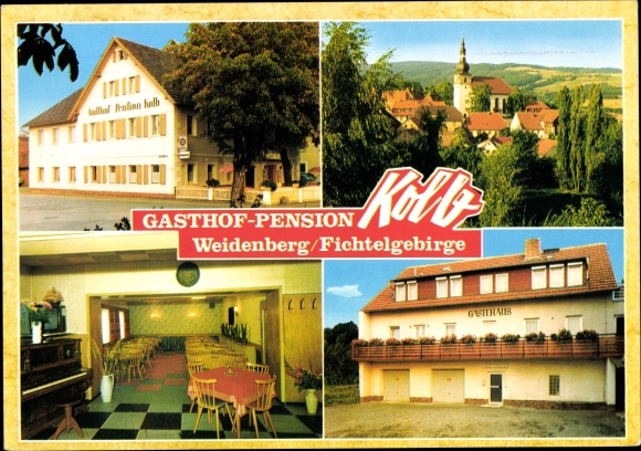 Postcard Weidenberg in Oberfranken, Gasthof-Pension Kolb, exterior view, surroundings