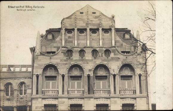 Art Nouveau PC Karlsruhe in Baden Württemberg, partial view of a building, architect Hermann Billing