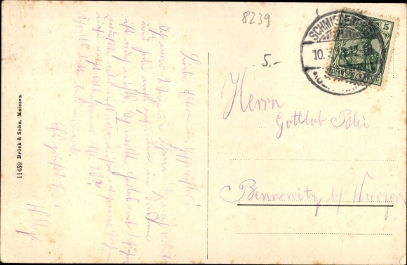 Postcard Schmiedeberg Dippoldiswalde in the Ore Mountains, partial view of the village