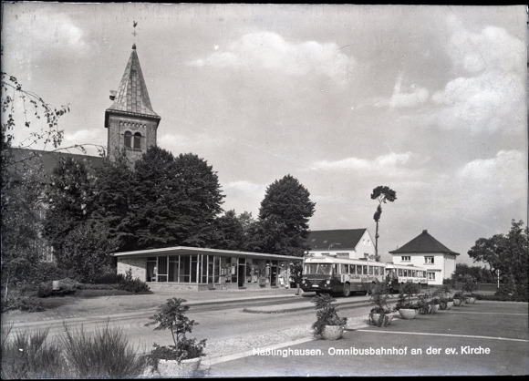 4 glass negatives Haßlinghausen Sprockhövel in the Ruhr area, church, park, general view