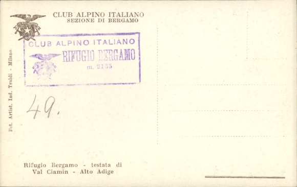 Postcard Bergamo Alta Lombardia, Rifugio Bergamo, Club Alpino Italiano