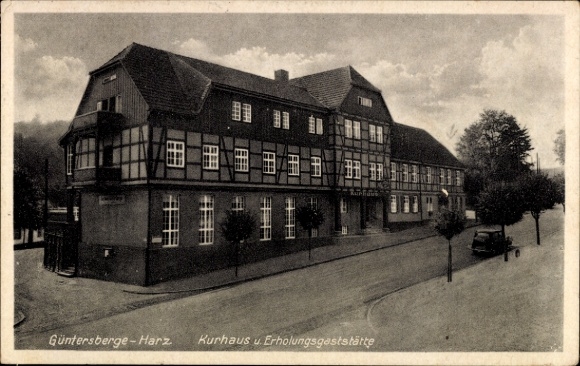 Ak Güntersberge Harzgerode am Harz, Kurhaus mit Erholungsgaststätte, alte Architektur, Straßenans