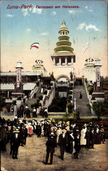 Ak Wilmersdorf Halensee, Luna Park, Terrassen, Turm