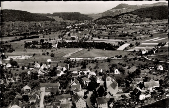 Ak Rheinheim Küssaberg Klettgau, Fliegeraufnahme