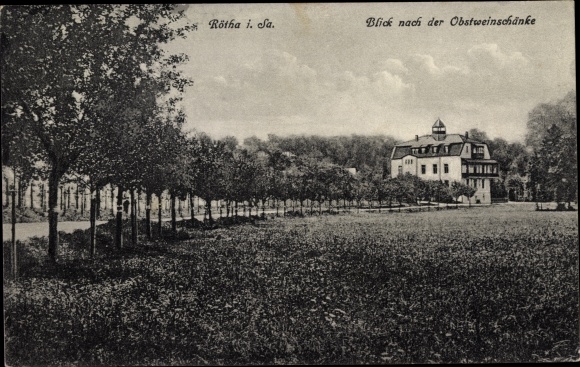 Ak Rötha  in Sachsen, Blick nach der Obstweinschänke