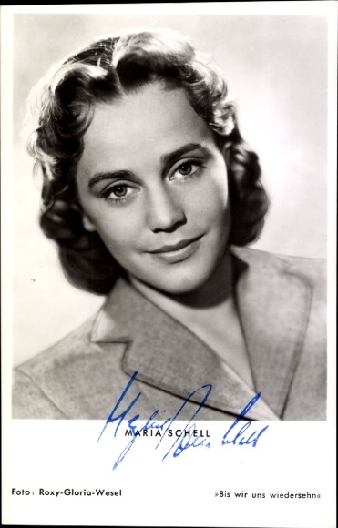 Ak Schauspielerin Maria Schell, Portrait, Bis wir uns wiedersehn, Autogramm