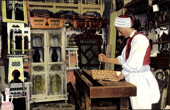Postcard Menuisier arabe, carpenter, Arabs, Maghreb