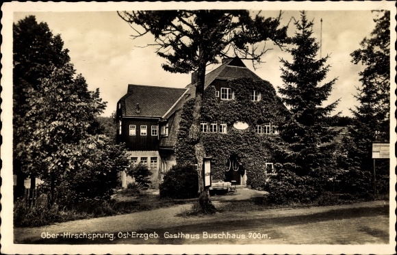 PC Hirschsprung Altenberg Ore Mountains, view of Gasthof Buschhaus