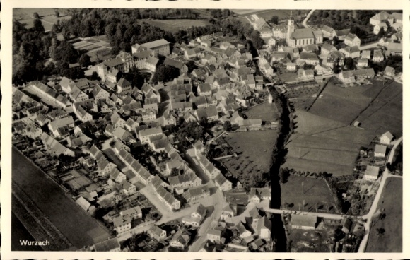 Postcard Bad Wurzach in Upper Swabia, aerial photograph