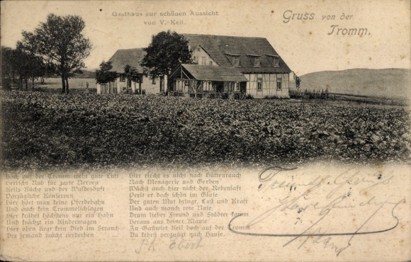 Poem Postcard Rimbach in the Odenwald, Tromm, Inn with a beautiful view