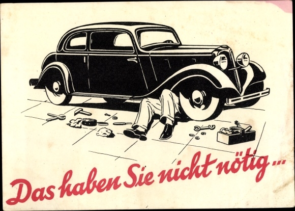 Artist Postcard You don&#39;t need that, mechanic repairs car, Shell vehicle care